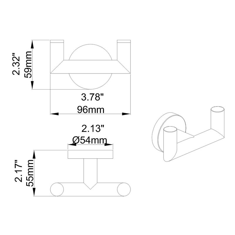 BUVELOT Towel Hook, Coat Hooks for Bathroom and Kitchen, Modern Double Robe Hook Wall Mounted, Chrome, 077020-CR, Leo Series - Image 5